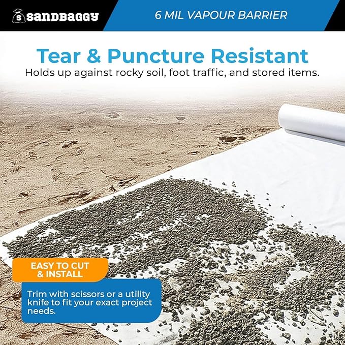 6 Mil Clear Vapor Barrier – Polyethylene Visqueen (USA Made) - Sandbaggy (40 ft x 100 ft, 1)