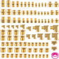 98PCS Brass Pipe Fittings Assortment Kit NPT Adapter,Reducer Bushing, Hex Nipple, Reducing Hex Coupling,Hex Head Plugs,90 Degree Street Elbow,Street Tee Fittings Kits