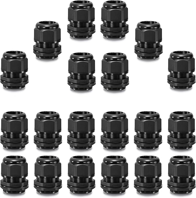 QILIPSU 20pcs 1" NPT Cable Gland Waterproof IP68 Nylon Cable Pass Through Cord Grip Connector Strain Relief Wire Grommet