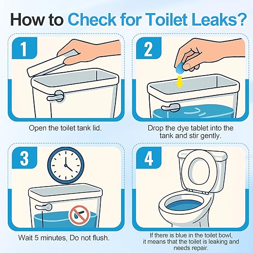 Demissle Toilet Leak Detection Tablets, 30 Pcs Blue Bowl Dye Tablets with Storage Bottle, Detect Silent Tank Leaks, Water Tracer Dye for Bathroom Toilets Detection
