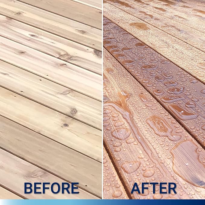 Seal-Once Marine Premium Wood Sealer - Waterproof Sealant - Wood Stain and Sealer in One - 5 Gallon & Clear