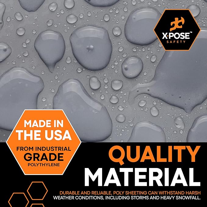 Xpose Safety Clear Plastic Sheeting – 20' x 100' Roll – Heavy Duty 5.2 Mil Poly Sheet – Waterproof, Dustproof, Vapor Barrier – for Construction, Painting, Industrial Use