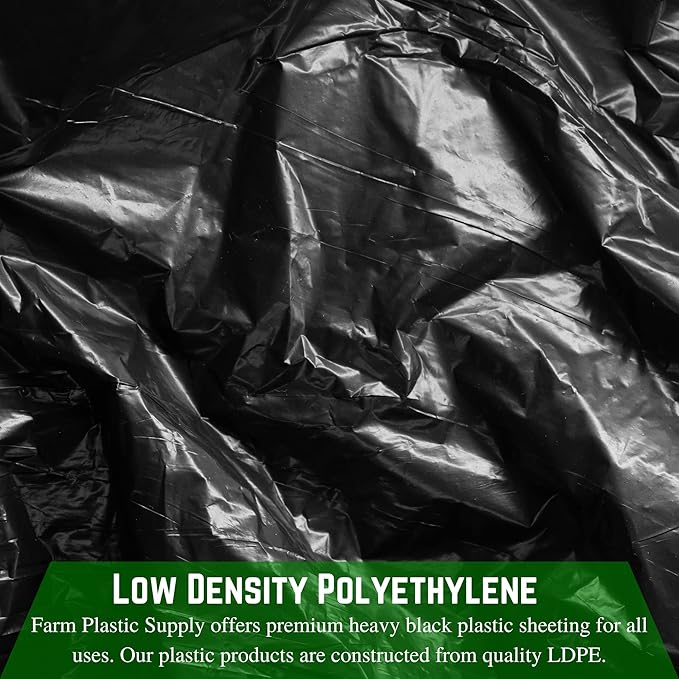 Farm Plastic Supply - Black Plastic Sheeting - 10 mil - (10' x 100') - Black Plastic Tarp, Polyethylene Vapor Barrier Plastic Sheeting, Painters Tarp, Roll of Heavy Duty Plastic