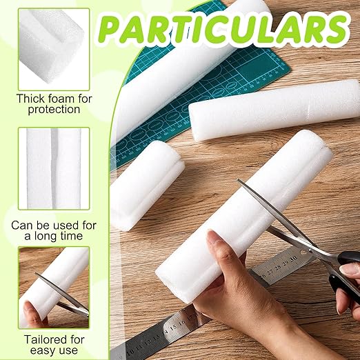 Treela 8 Pieces Clamp Foam Tube 40" Length 1" Id 1.8" OD Pre Cut Tube Cover Foam Pipe Insulation Clamp on Noodles for Padding or Bumper Corner Edge Protection(White)