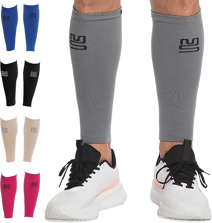 Calf Compression Sleeves - Leg Sleeves for Men and Women - Shin Splint Relief Support Brace Running Flights