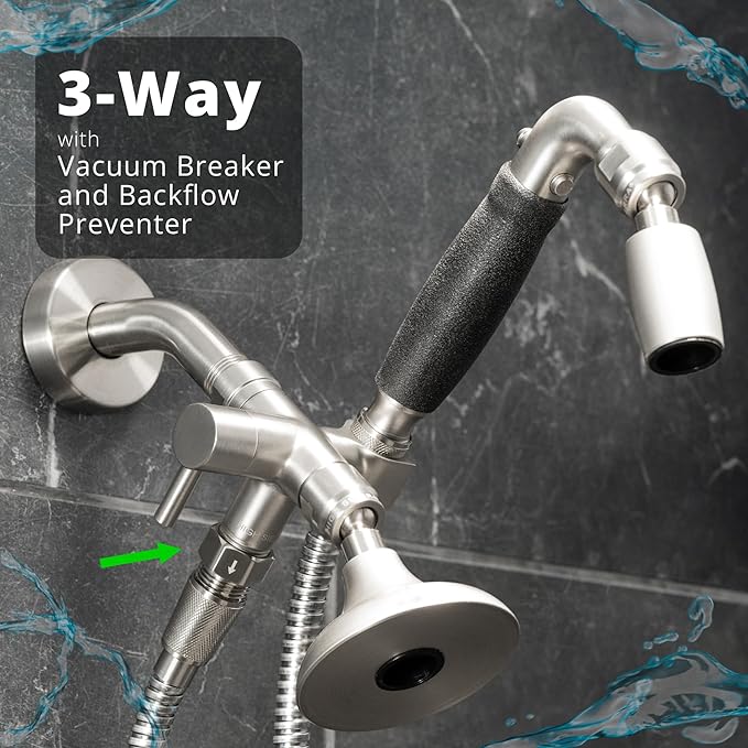 High Sierra® - Solid Metal Certified Vacuum Breaker and Backflow Preventer for Handheld Shower Heads - Polished Brass Finish