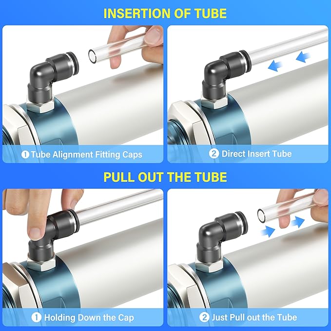 TAILONZ PNEUMATIC Elbow and Straight Combination 5/16 Inch Tube OD x 1/4 Inch NPT Thread Push to Connect Fittings PC-5/16-N2+PL-5/16-N2(Pack of 4)