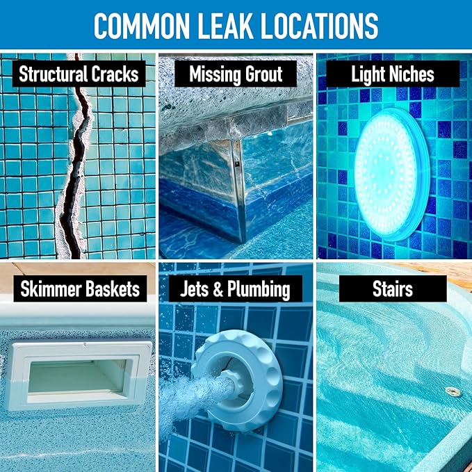 Pool Leak Detection Dye Kit - with 2 Precision Applicators - Made in USA - Superior Long Lasting UV Pool Dye Easily Locates Leaks - for All Pool, Spa, & Hot Tub Types - 8 OZ (Vibrant Blue)
