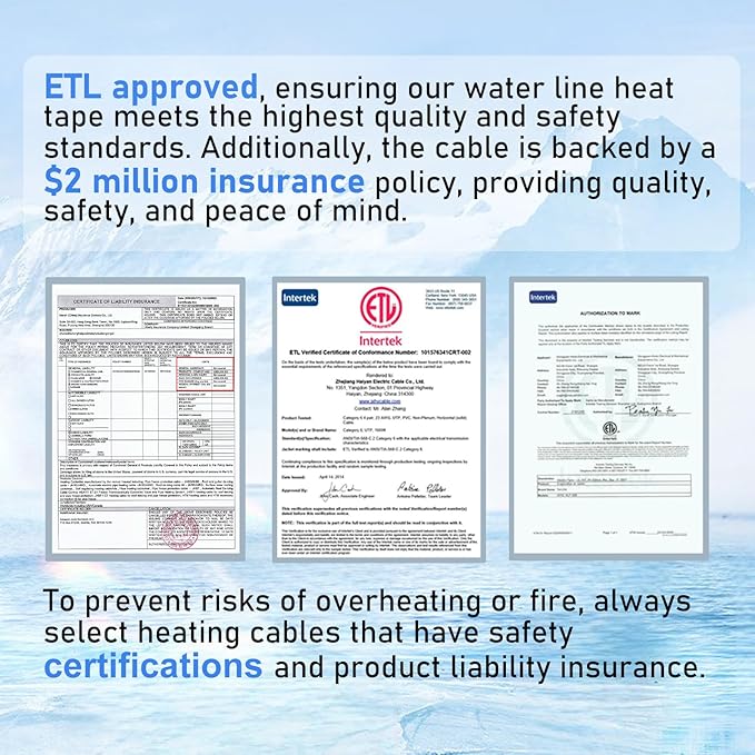 HEATIT 24ft Heating Cable for Metal And Plastic Home Supply Pipes, Keeps Water Flowing at -40°F, Self-Regulating Pipe Heat Cable for Pipe Freeze Protection, Energy-Saving, ETL Listed,120V 3W/FT