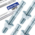 10Pcs 3/8" × 4" Concrete Anchor Bolts, Zinc Plated Carbon Steel Wedge Anchors for Cement, Brick, and Masonry