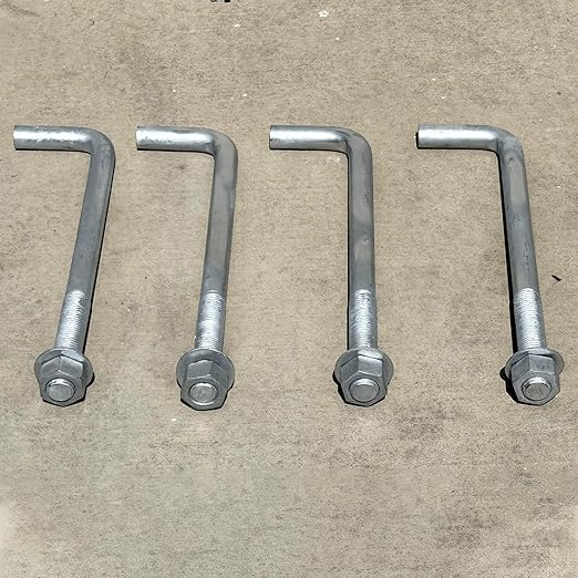 Sandbaggy 1-1/4" x 18" Threaded Concrete Anchor L-Bolts (Nuts & Washers Included) - Hot Dipped Galvanized - Sill Plate, Base Plate, Masonry, Wood, Cement Anchors, J Bolt (15, 1-1/4" x 18")