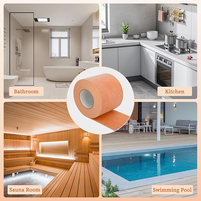3PCS Waterproof Membrane for Shower 5 Inch X 100Ft Waterproofing and Uncoupling Membrane 19.7 Mils Thickness Waterproof Underlayment for Shower Tile Flooring