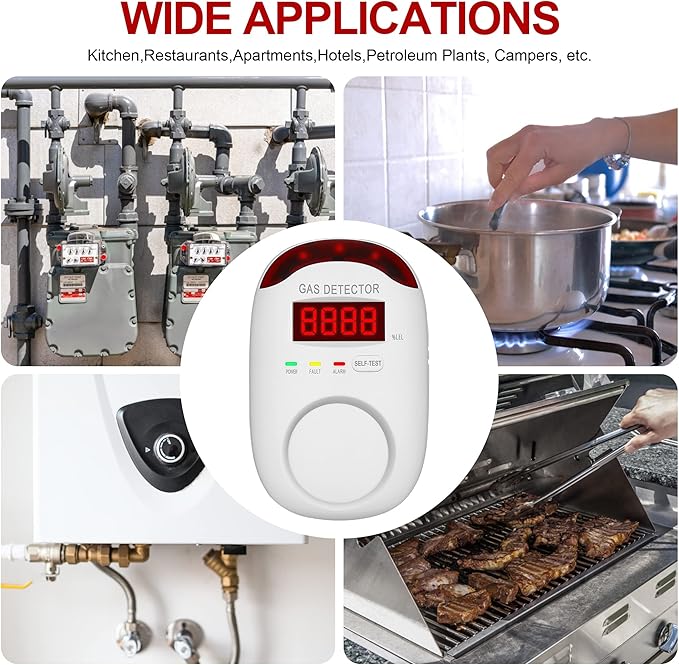 Plug in Natural Gas Detectors & Propane Gas Detectors for Home,RV & Kitchen, Combustible Gas Leak Detector Monitor for LNG, LPG.