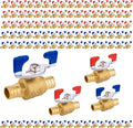 100PCS Foskan 3/4" PEX Crimp Ball Valve, Brass Full Port Shut-off Valve with Blue/Red Butterfly Handle for Portable Water Poject