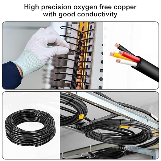 16 Gauge Wire 4 Conductor,16 AWG Electrical Wire Stranded PVC Cord Oxygen-Free Copper Cable,50FT 4 Core Pure Copper Flexible Cable Wire for LED Lamp Lighting Strips Automotive (50FT, 16AWG-4C)…