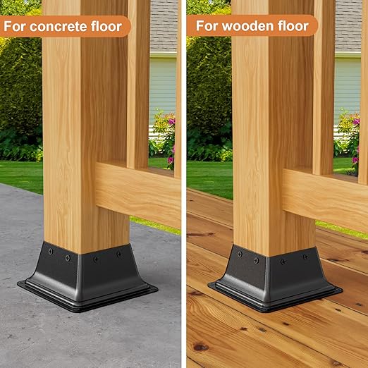 4x4 Post Base 20Pcs, Internal 3.6"x3.6" Heavy Duty Powder-Coated Steel Post Bracket Fit for Standard Wood Post Anchor, Decking Post Base for Deck Porch Handrail Railing Support with Screws