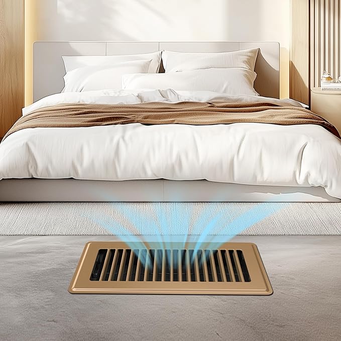 Floor Register 4x10, Adjustable Floor Vent Covers for Home Floor, Wall, Heavy Duty Walkable Steel Floor Vents, Rust-Proof Register Vent Cover, Air Vents 2 Pack Value Set, Brown