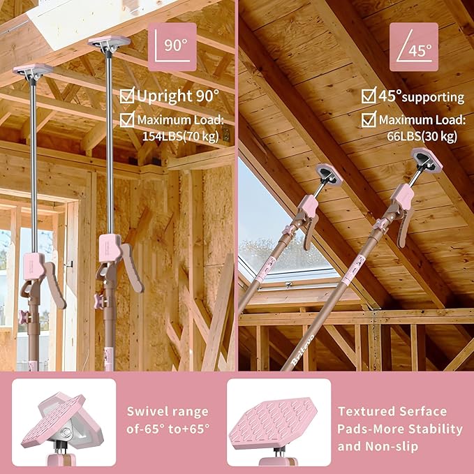 2PK Adjustable Telescopic Support Pole - Cabinet Jack, Heavy Duty Third Hand Support System, Support Road, Drywall Lift, Dust Barrier & Cargo Bar, 54-115", Holds 154lbs