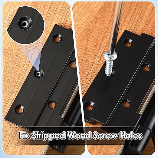 15 Pcs Wood Anchor, Fixes Stripped Screw Holes in Wood, Door, Furniture, Fits Sizes #2 to #16, Black