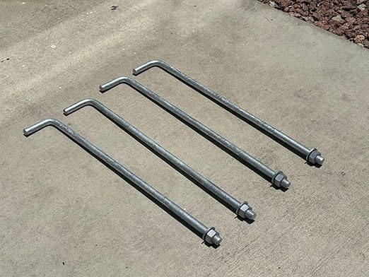 Sandbaggy 3/4" x 24" Threaded Concrete Anchor L-Bolts (Nuts & Washers Included) - Hot Dipped Galvanized - Sill Plate, Base Plate, Masonry, Wood, Cement Anchors, J Bolt (20, 3/4" x 24")