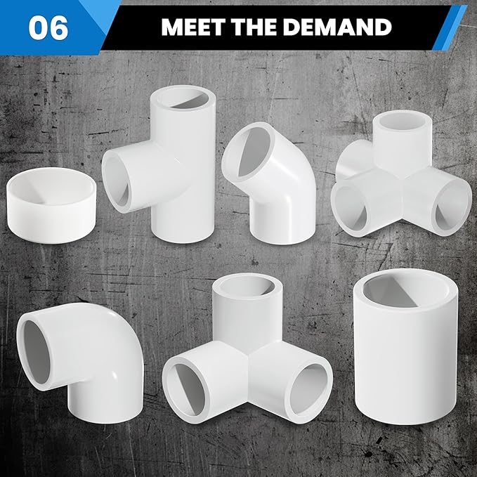6" PVC Pipe End Cap Fitting (Compatible with 6.625" OD), 1 Pcs End Caps, Schedule 40 Furniture Grade Pipe Plug for Building PVC Furniture DIY Garden Shelf