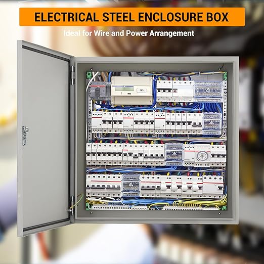 Outdoor Electrical Box, 24"x24"x8" NEMA 4X Steel Enclosure, IP67 Waterproof & Dustproof, Lockable Electrical Junction Box with Mounting Plate and 2 Keys, Indoor and Outdoor Use
