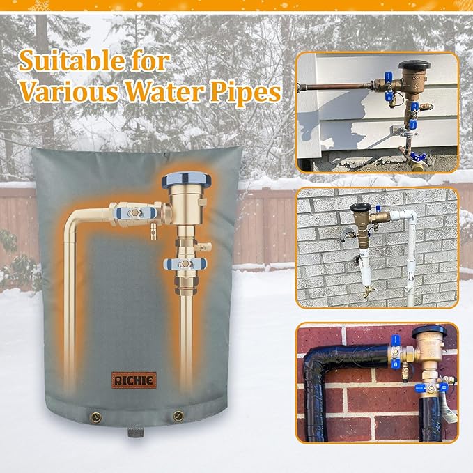 Backflow Preventer Cover (5°F) Heavy-Duty 5-Layer Insulated Enclosure, Freeze & All-Weather Protection for Outdoor Pipe, Irrigation Sprinkler Valve, Well Water Pump & PVB, 18" Wx34 H Grey