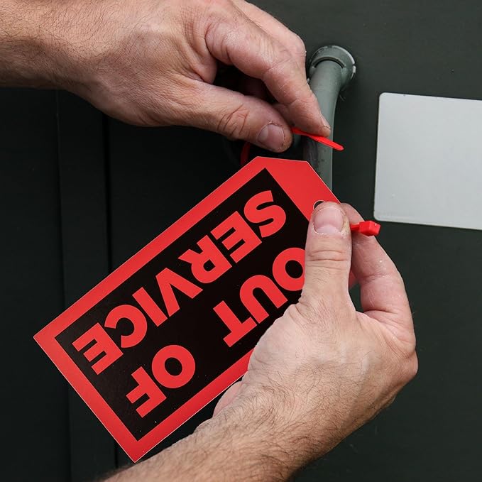 90Sets Out of Service Tags with Adjustable Zip Ties Repair Label for Machine Equipment Inspection Maintenance 5.51 X 2.76inch Red