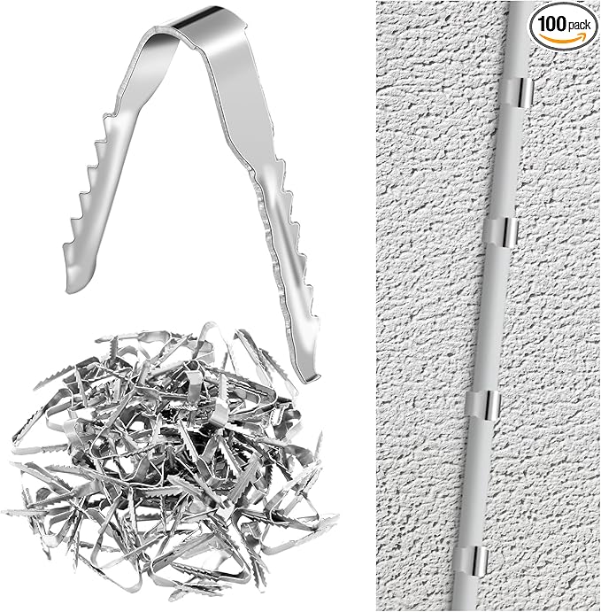 Blulu 100 PCS Manganese Steel Cable Clips for Stucco Surfaces Stucco Hooks for Coaxial Electrical Cable Drywall Clips Push in Masonry Anchors for Running Wire on The Exterior of Homes