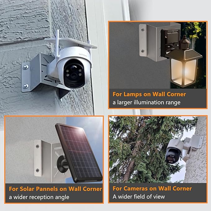 2 Pack Corner Mount for Security Camera Stainless Steel Mounting Corner Bracket Gives Bigger Field of Vision for Cameras Wall Mount Corner Fits for CCTV Camera, LED Wall, Stage Lights, Solar Panel