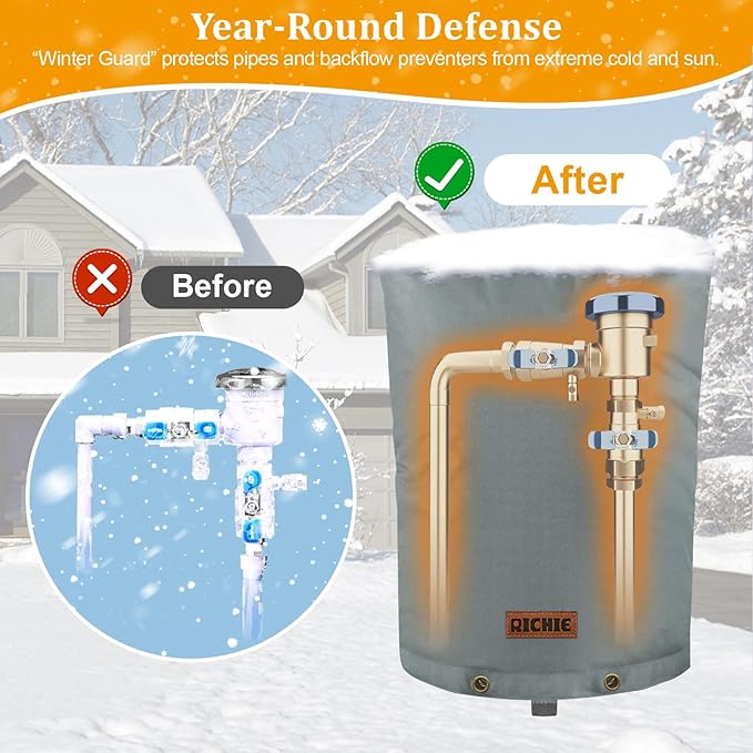 Backflow Preventer Cover (5°F) Heavy-Duty 5-Layer Insulated Enclosure, Freeze & All-Weather Protection for Outdoor Pipe, Irrigation Sprinkler Valve, Well Water Pump & PVB, 22" Wx16 H Grey