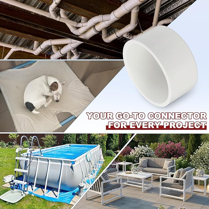 2 Pcs 3" PVC External End Cap Fitting, SCH40 Furniture Grade PVC Pipe Plug Adapter, Pipe Cover Fittings for DIY Project, Irrigation System, Plumbing Framework, Garden Structures