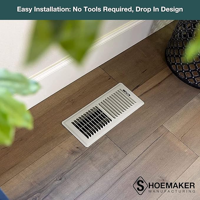 Shoemaker 4x14 Floor Register – Warm White Heavy Duty Metal Floor Vent Cover for Home Floors - Premium Forced Air Vent Covers