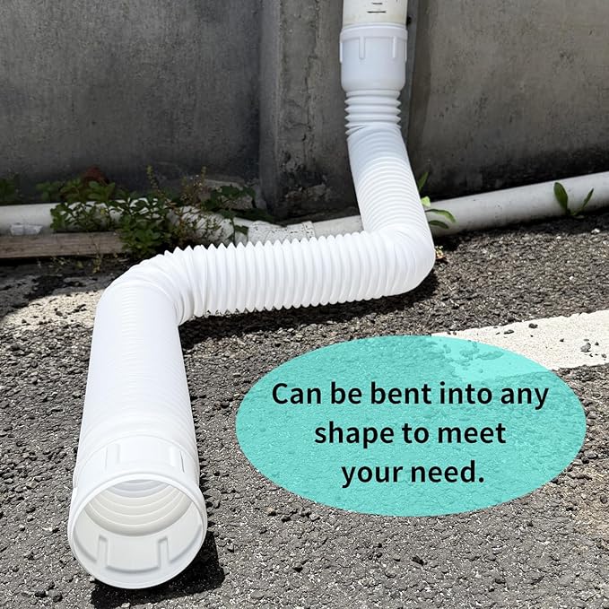 Roof Downspout Extension Pipe, Adjustable & Expandable Gutter Drain Pipe, PVC Anti-Clogging Rainwater Extension Hose for Roof Drainage（ROUND/WHITE)
