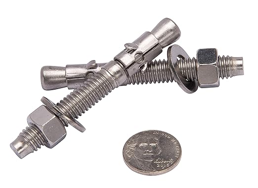 Bolt Dropper Stainless Steel Wedge Anchors - 3/8" x 3" Corrosion Resistant Concrete Fasteners - Commercial Grade Anchor Bolt, Nuts, and Washers Included - Pack of 10