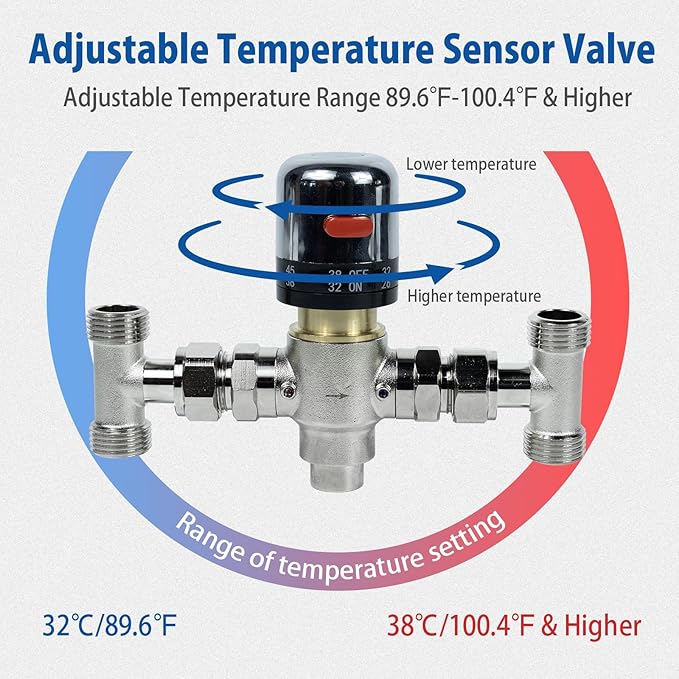 Wassermann Instant Hot Water Recirculating Pump Kit for Tank Water Heater, Instant Hot Water Recirculation Pump System with 304 Stainless Steel Adjustable Bypass Valve