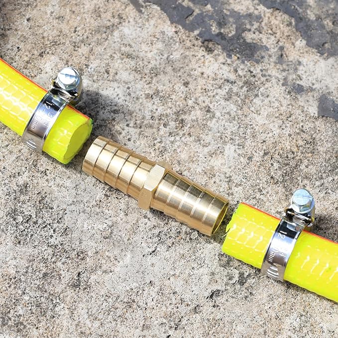 Garden Hose Repair Connector,Solid Brass Hose Repair Kit, 5/8" Barb Garden Hose Fittings(5/8"Barb -2 Set)