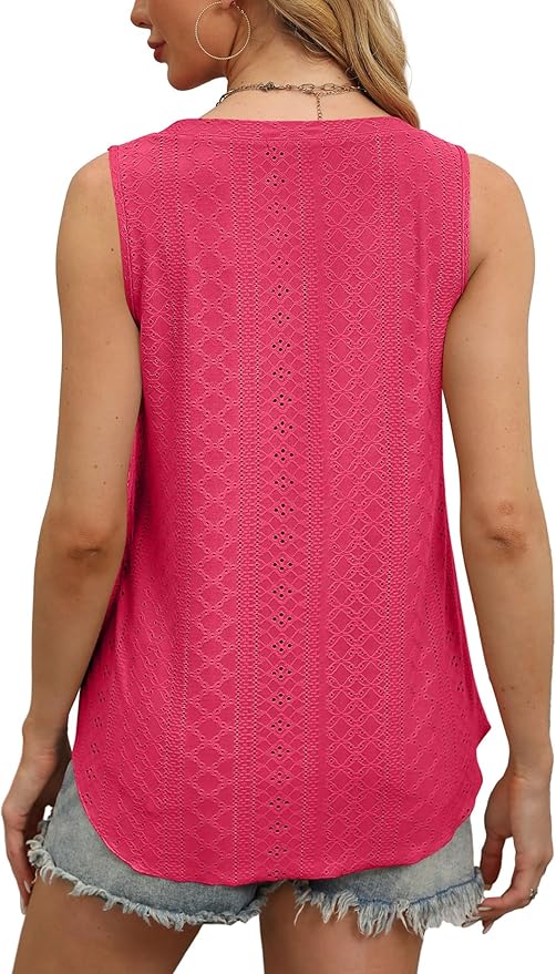 OFEEFAN Womens Tank Tops V Neck Sleeveless Flowy Loose Fit Basic Casual Summer Tops