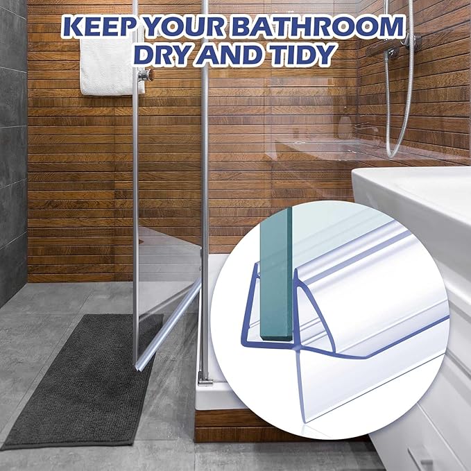 Frienda 8 Pcs Shower Door Bottom Seal 1/2" x 36'' Clear PVC Glass Door Sweep Shower Frameless Seal Strip for Replacement Stopping Leaks and Creating Water Barrier