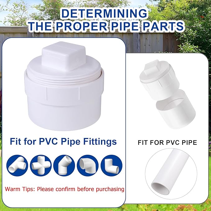 6" PVC Sewer Cleanout cap,DWV Flush Sewer Cleanout Adapter with Plug for Drainage Pipe Fitting