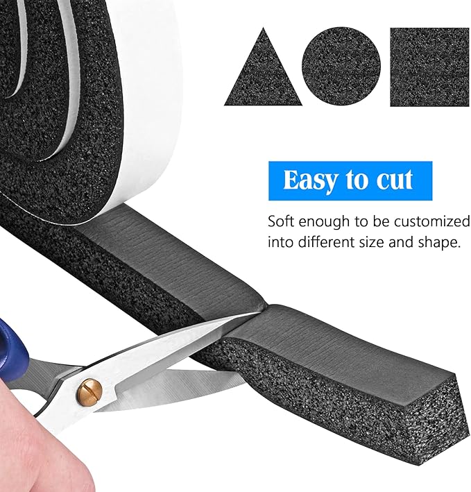 Foam Strips with Adhesive, 2 Inch Wide X 1/2 Inch Thick, Neoprene Weather Stripping High Density Foam Closed Cell Tape Seal for Doors and Windows Insulation, Total 6.5 Feet Long
