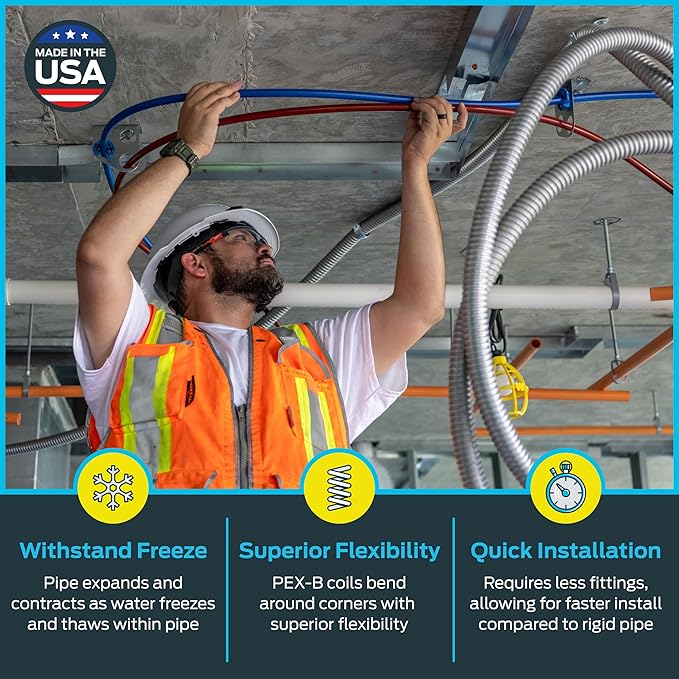 SharkBite 1/2 Inch x 300 Feet Blue PEX-B, PEX Pipe Flexible Water Tubing for Plumbing, U806B300