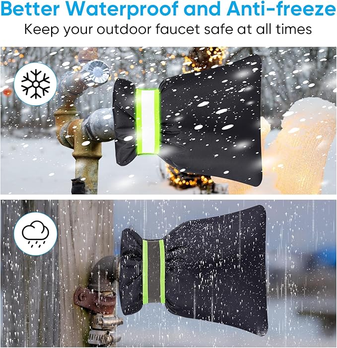 Outdoor Faucet Covers for Winter,10 Pack Pro 6.7" W x 8.3" H Outdoor Hose Bib Cover for Winter Freeze Protection Outside Spigot Covers Winter Insulated Reusable Waterproof backflow Cover,Black