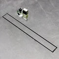 SaniteModar Linear Shower Drain, Shower Drain 40 inch with Flat and Tile Insert 2 in 1 Panel, Brushed 304 Stainless Steel Linear Drain, with Hair Strainer and Leveling feet