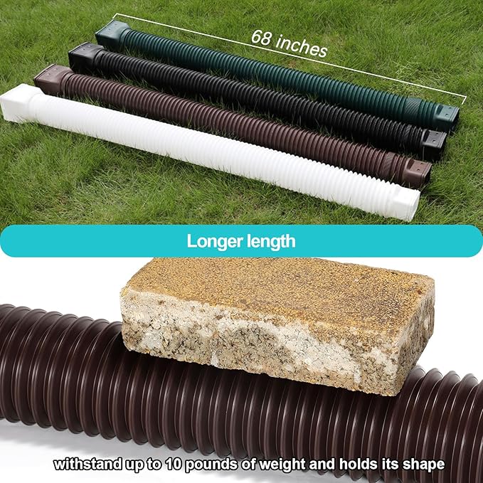 4 Pack Rain Gutter Downspout Extensions Flexible, Drain Downspout Extender,Down Spout Drain Extender, Gutter Connector Rainwater Drainage,Extendable from 21 to 68 Inches(Brown)