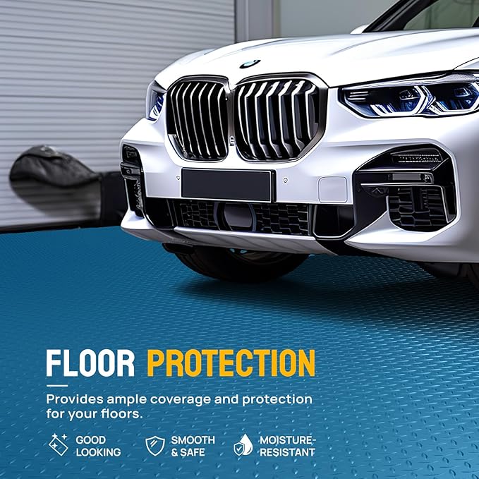 TUFFIOM 7.5 x 20 FT Garage Floor Mat, Thickened Diamond Plate PVC Garage Mats Flooring Roll for Under Car, Garage Parking Mats for Floor Large SUVs, MPV, Pickup Truck