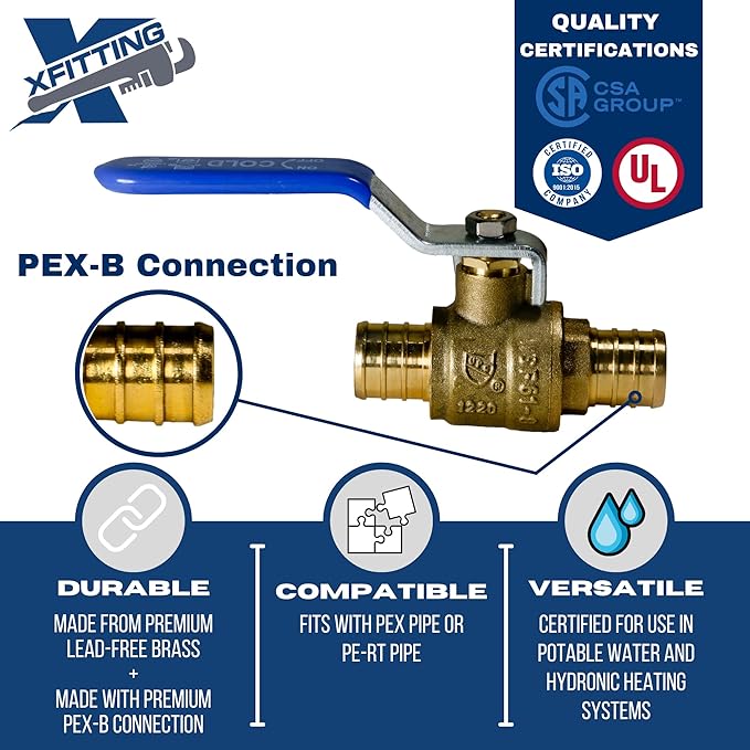 XFITTING 20 Pieces 3/4" Pex Ball Valve Hot and Cold, 24-2-3&4=20X (20 Packs)