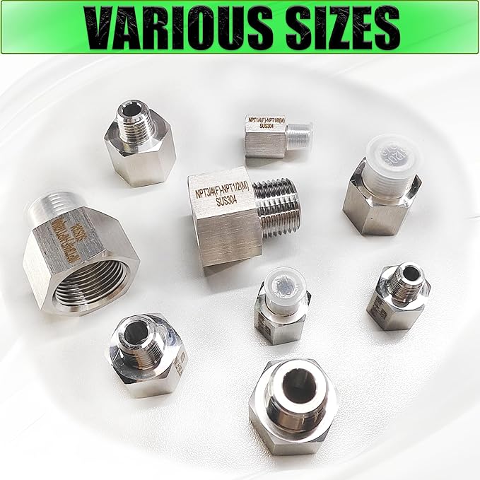Reducer Adapter Fitting, 1/2" NPT Female x 3/8" NPT Male Reducing Pipe Connector 304 Stainless Steel Reducer Adapters Pipe Fittings (1/2" Female x 3/8" Male)
