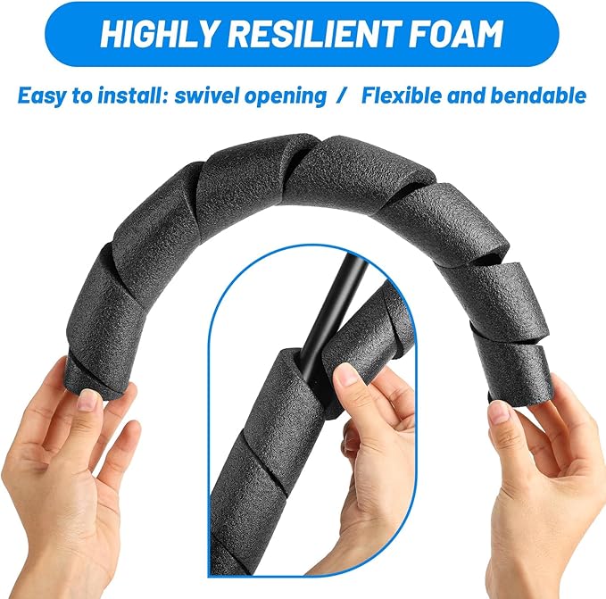 12-Pack Foam Pipe Insulation Tube, 0.79" ID x 15.7" L Black Pool Noodles Foam -Snake Wrap Foams Protection for Outdoor Indoor Swimming Pool Handle Water Pipe