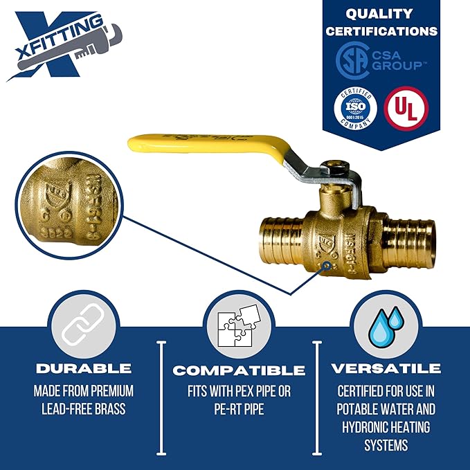 XFITTING 100 Pieces 3/4" Pex Ball Valve, 23-2-1=100X (100 Packs)